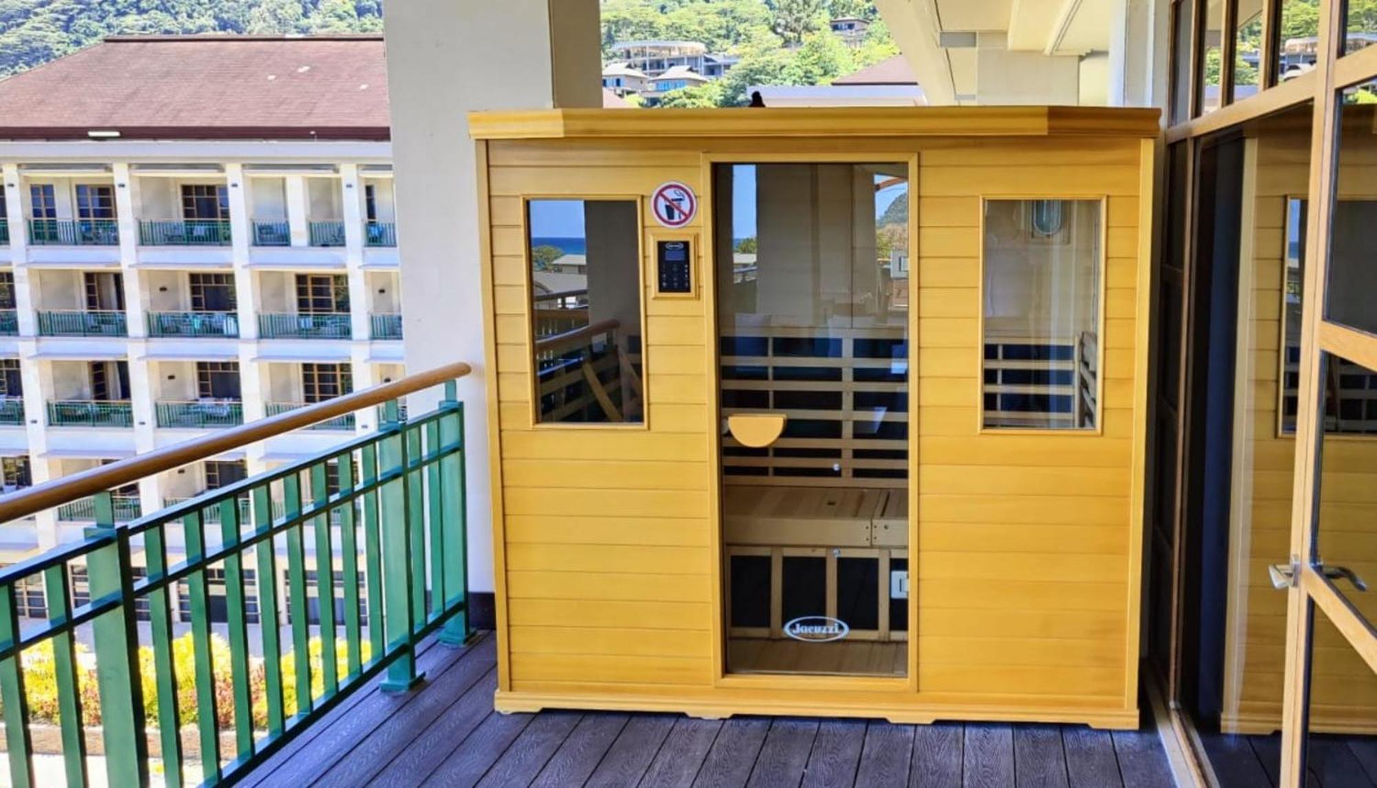 Savoy Seychelles Resort & Spa Beau Vallon  Exterior photo Infrared sauna on a balcony